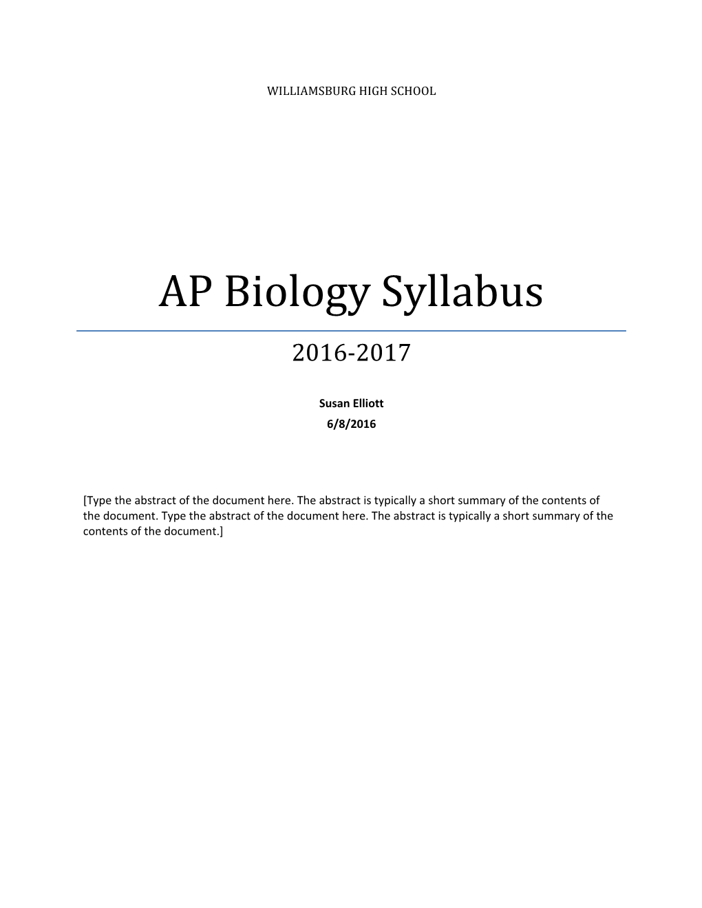 AP Biology Syllabus s1