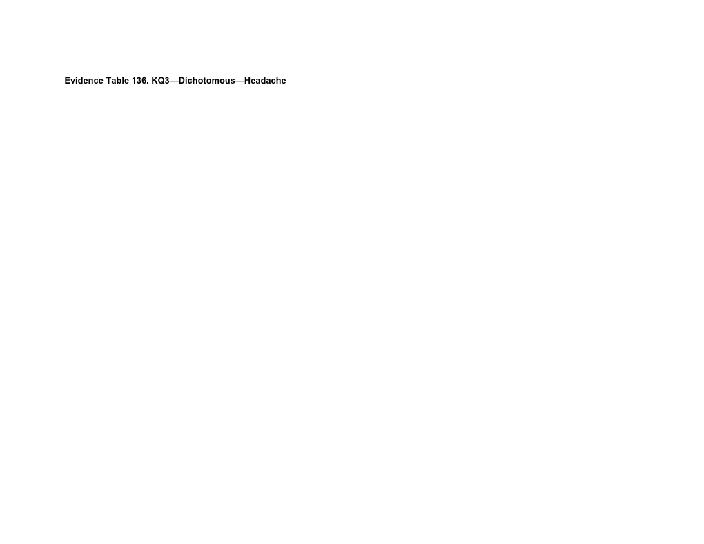 Evidence Table 136. KQ3 Dichotomous Headache