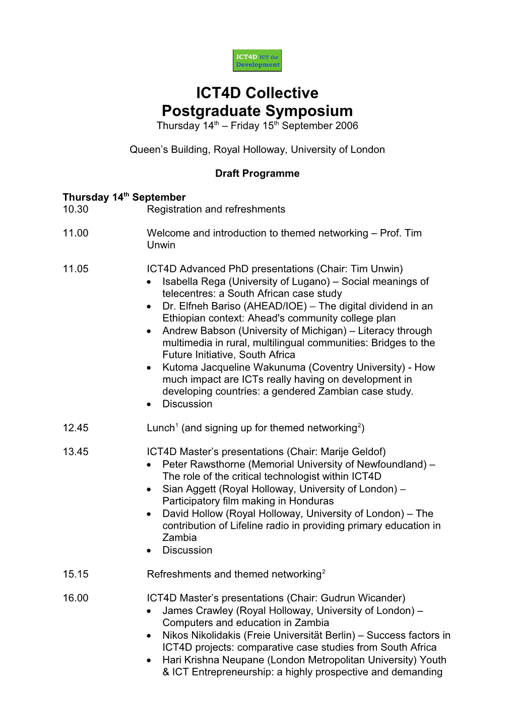 Postgraduate Symposium