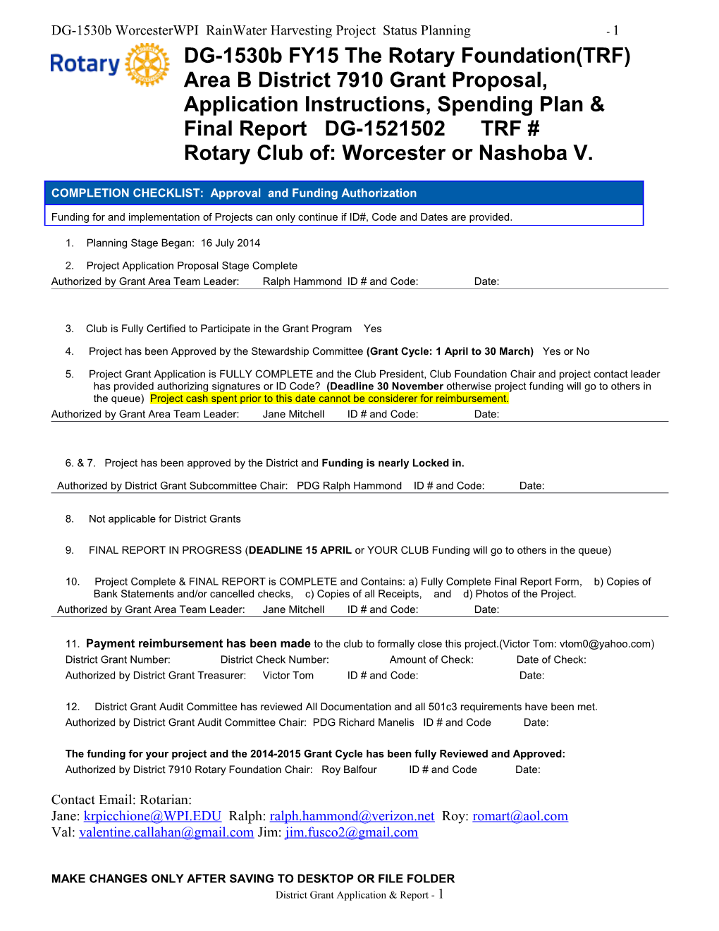 DG-1530B Worcesterwpi Rainwater Harvesting Project Status Planning - 1