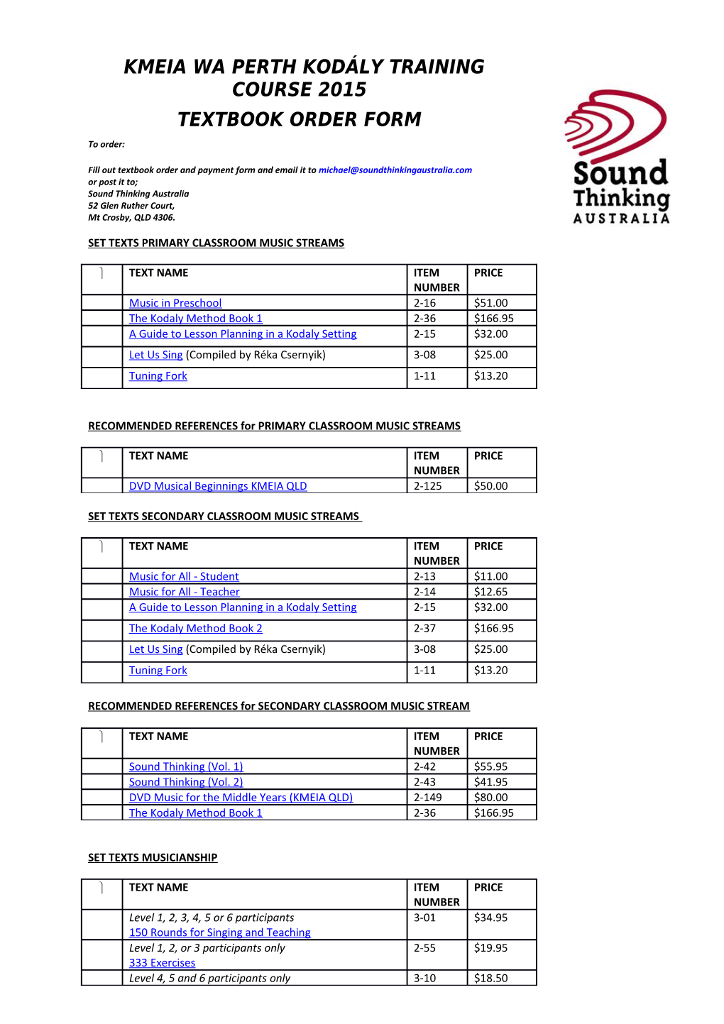 Fill out Textbook Order and Payment Form and Email It To