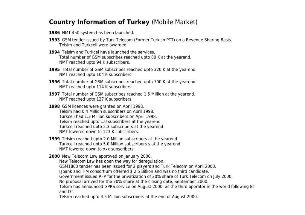 Country Information of Turkey (Mobile Market)