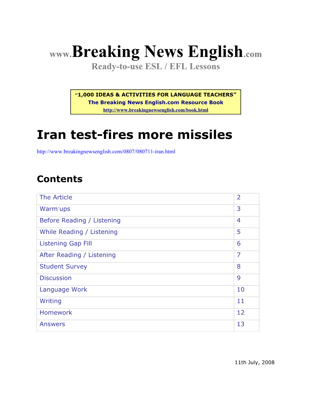 ESL Lesson: Iran Test-Fires More Missiles