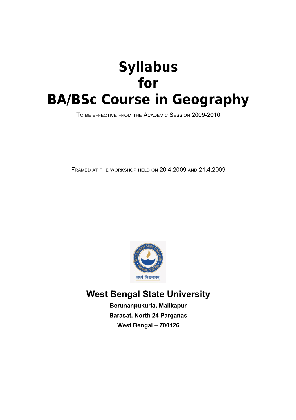 BU MA/Msc Syllabus: Blank Format