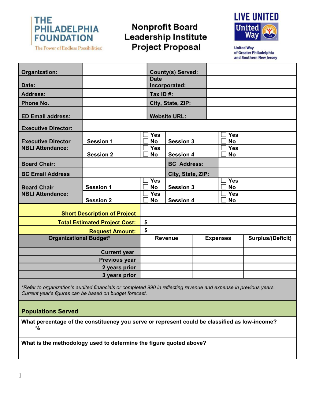 Upload Project Proposal and a List of Board Members and Their Affiliations to the NBLI Drop Box