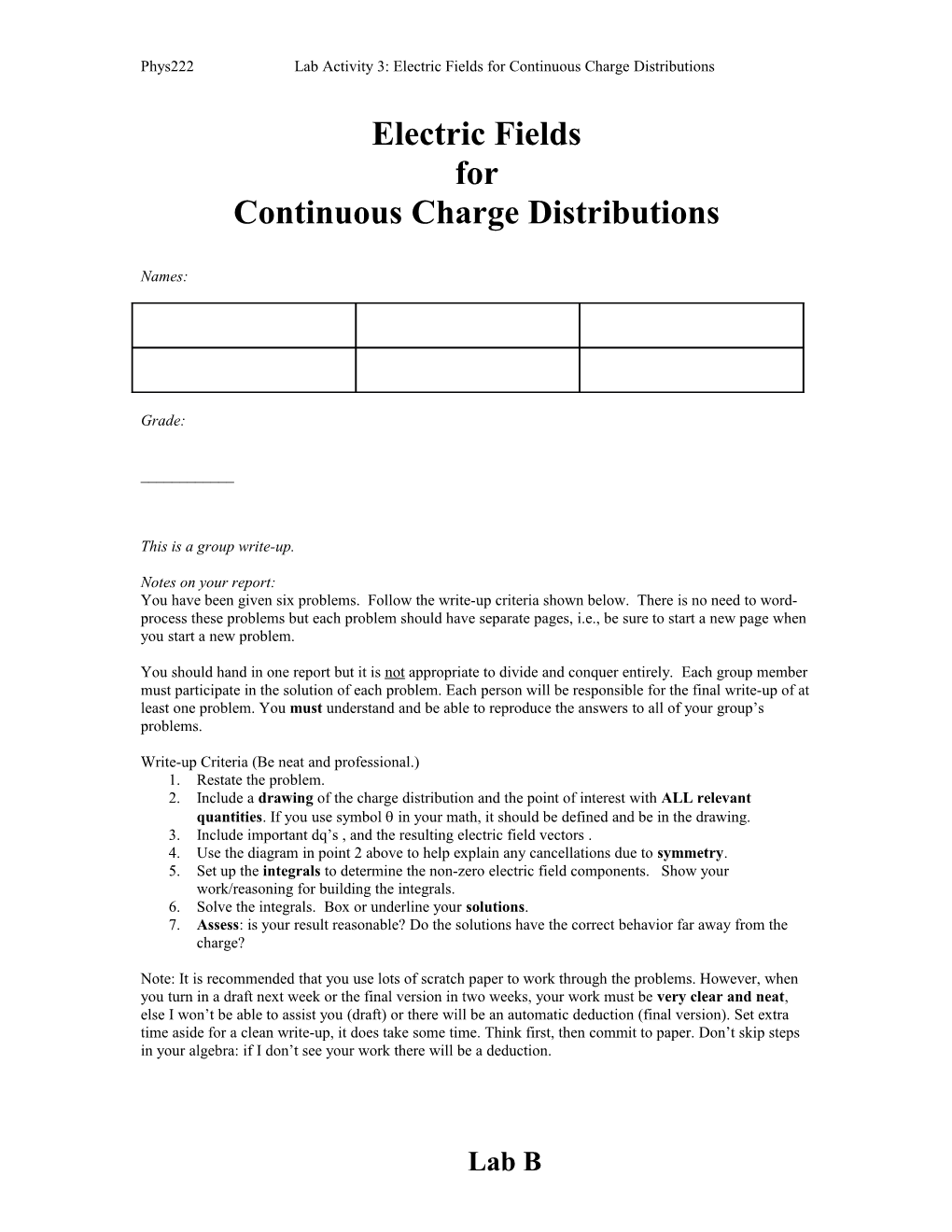 Phys222lab Activity 3: Electric Fields for Continuous Charge Distributions