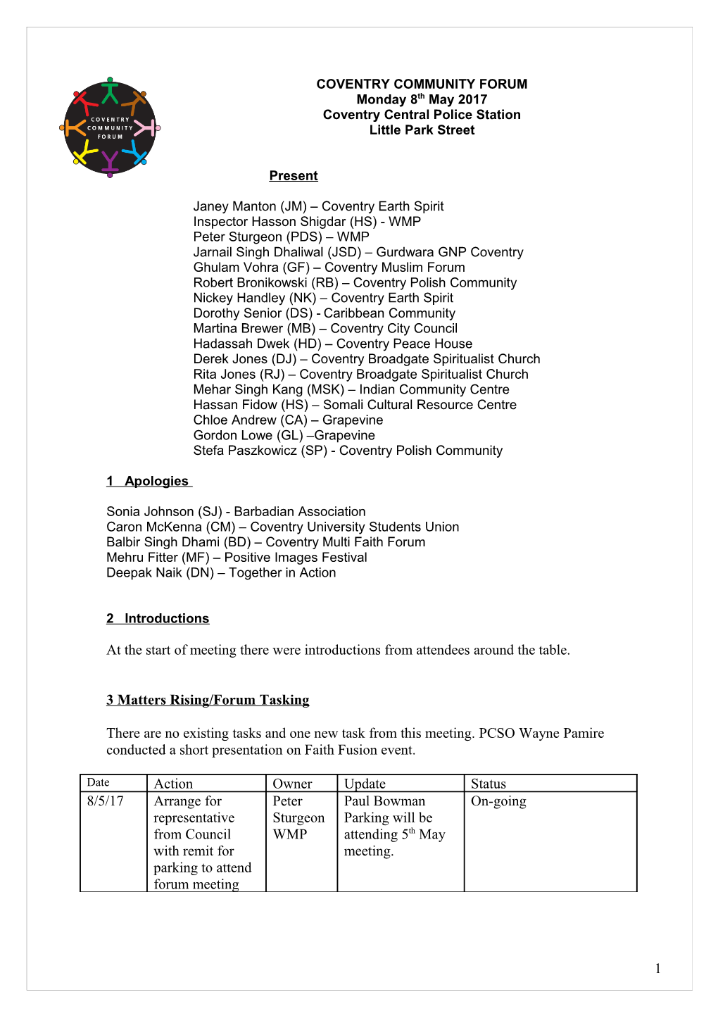 Coventry Community Forum s1