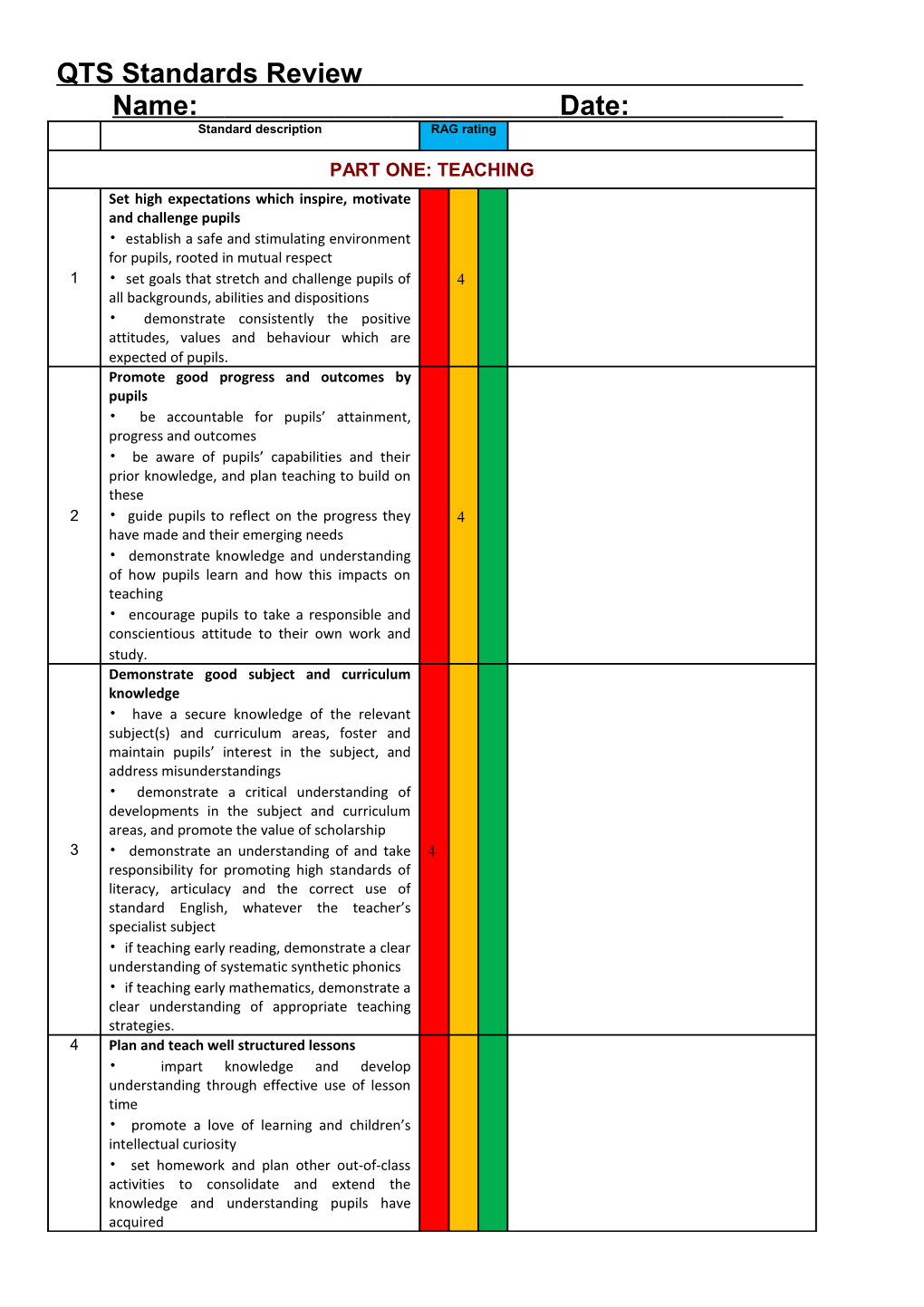 Action Planning (Tasks to Be Undertaken This Week)