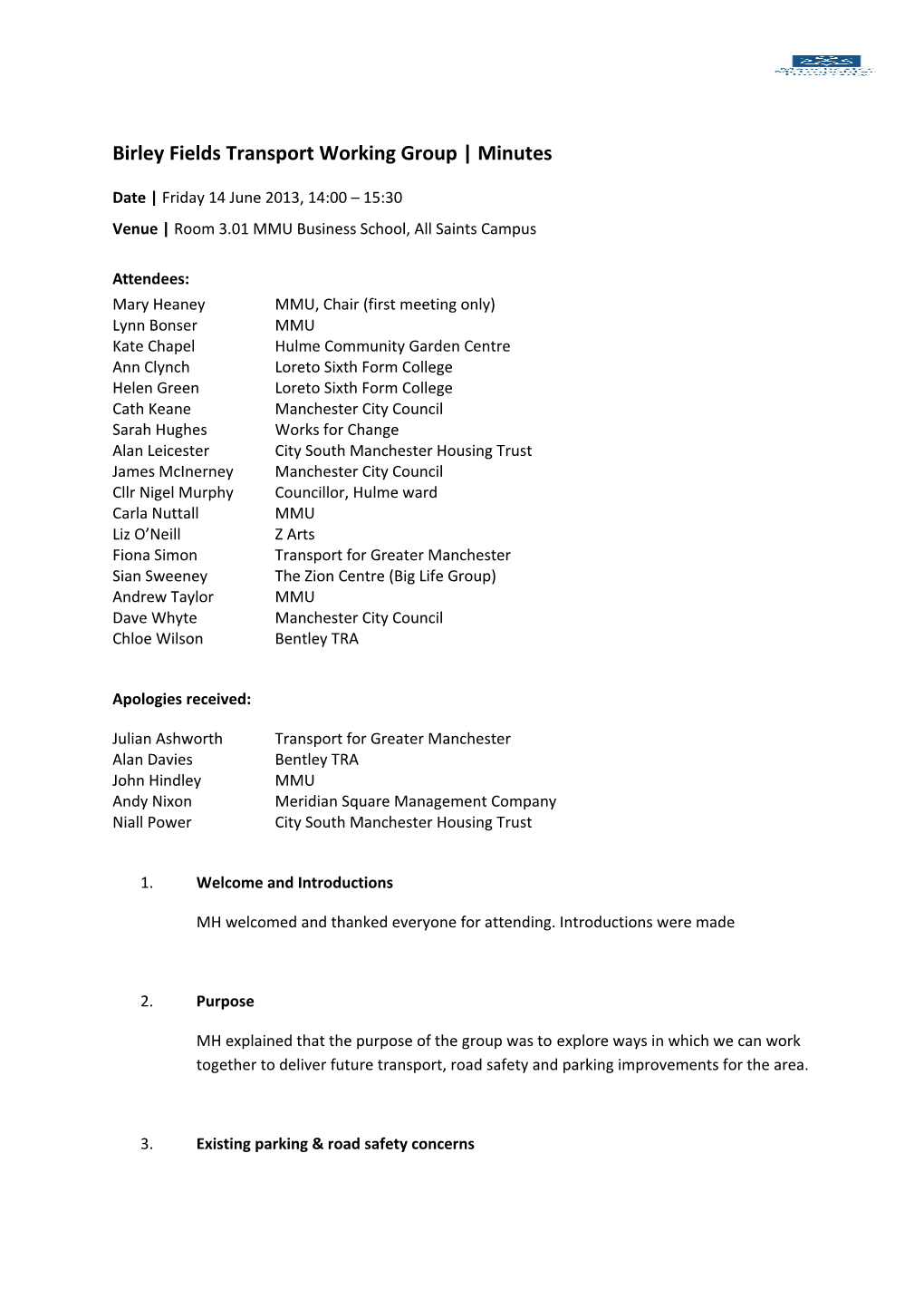 Birley Fields Transport Working Group Minutes