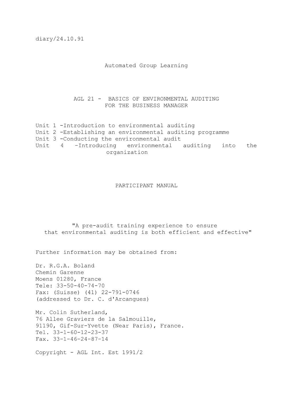 Agl 21 - Basics of Environmental Auditing