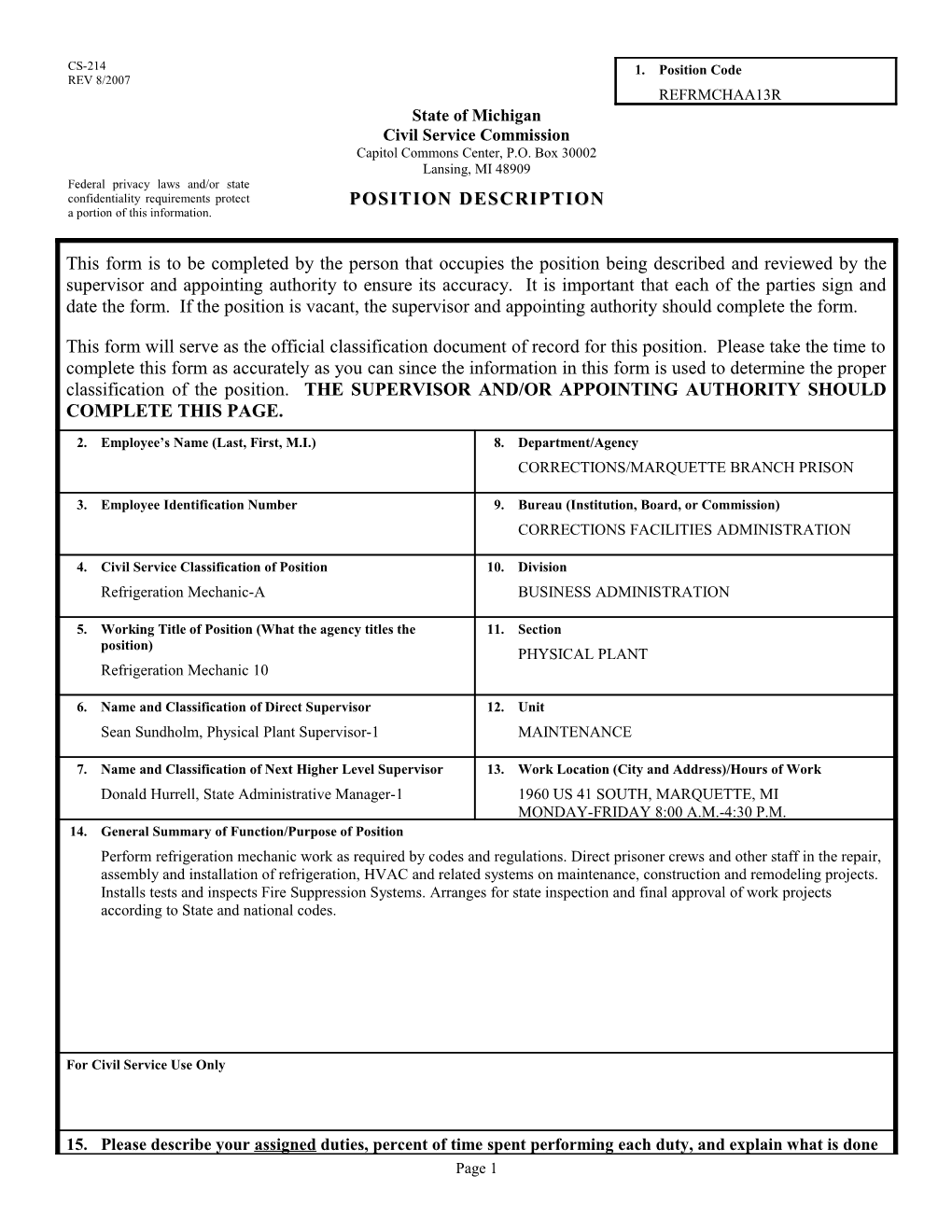 CS-214 Position Description Form s42