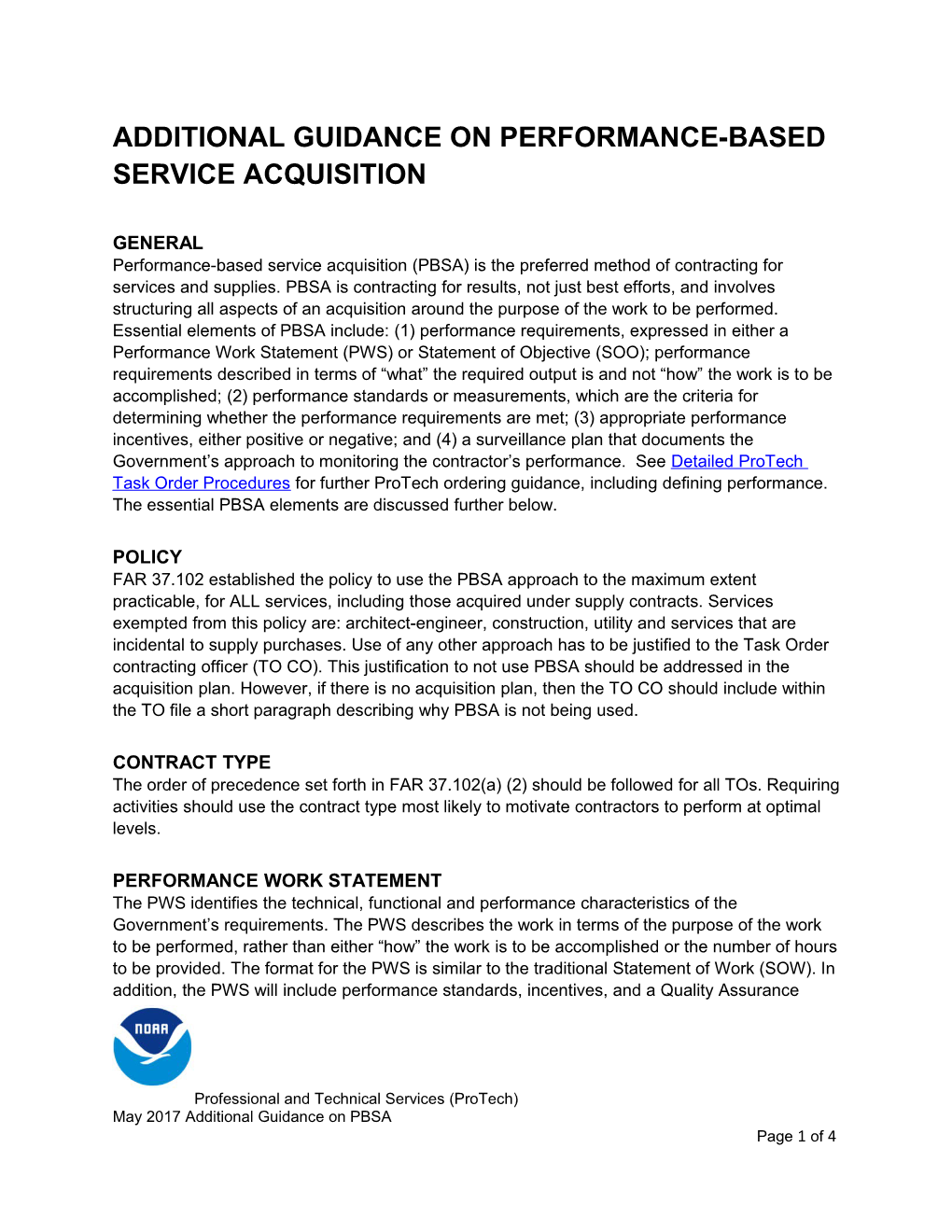 Additional Guidance on Performance-Based Service Acquisition