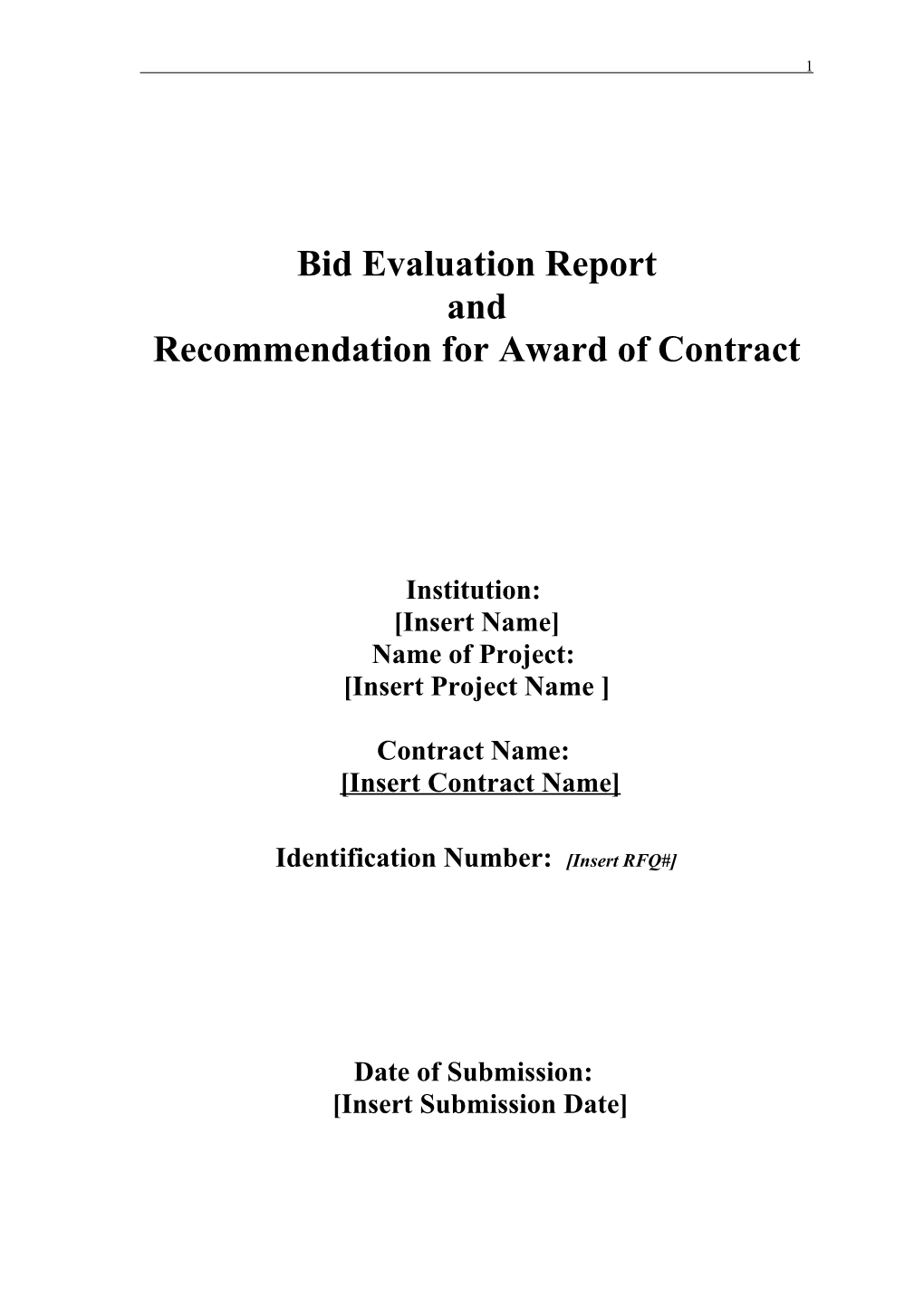 Bid Evaluation Summary