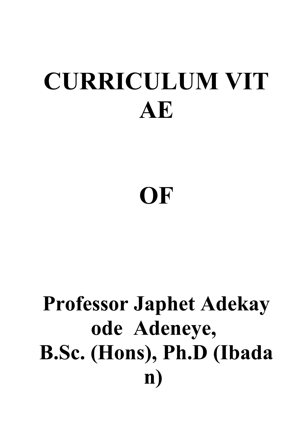 Professor Japhet Adekayode Adeneye