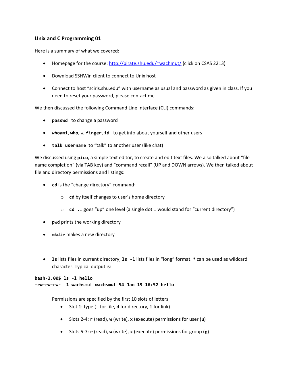 Unix and C Programming 01