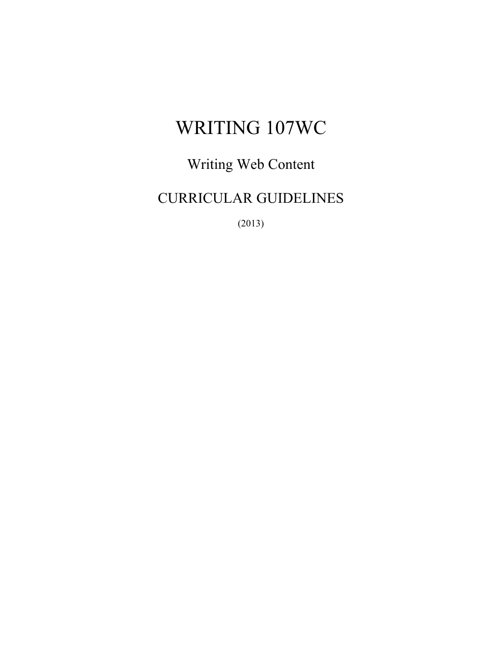 Writing 107WC: Writing Web Content