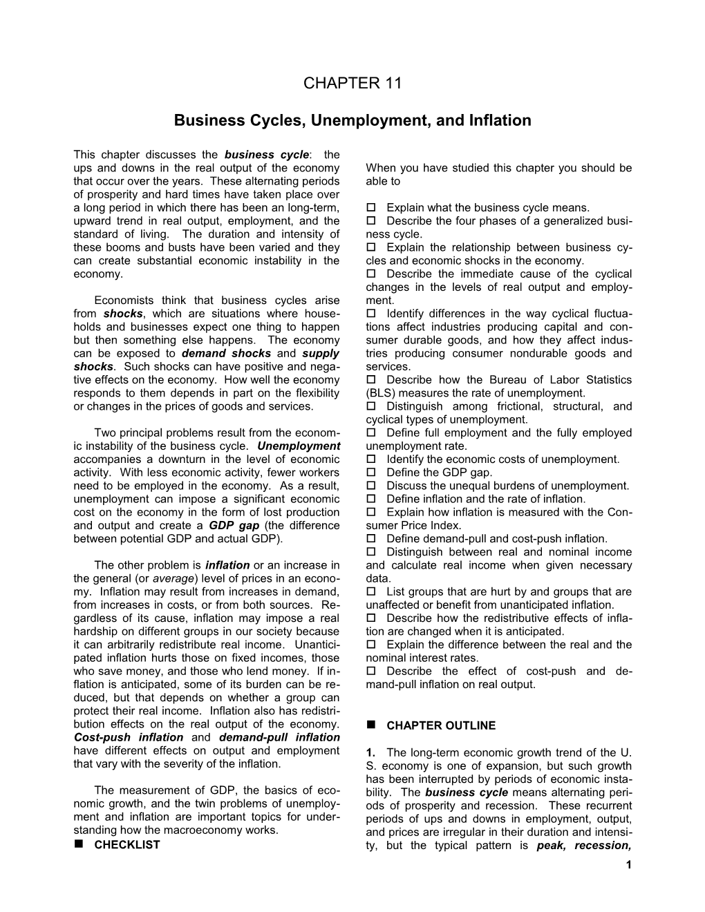 Business Cycles, Unemployment, and Inflation s1