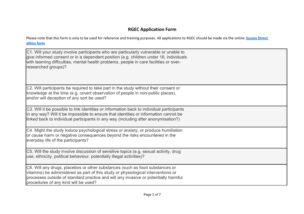 RGEC Application Form