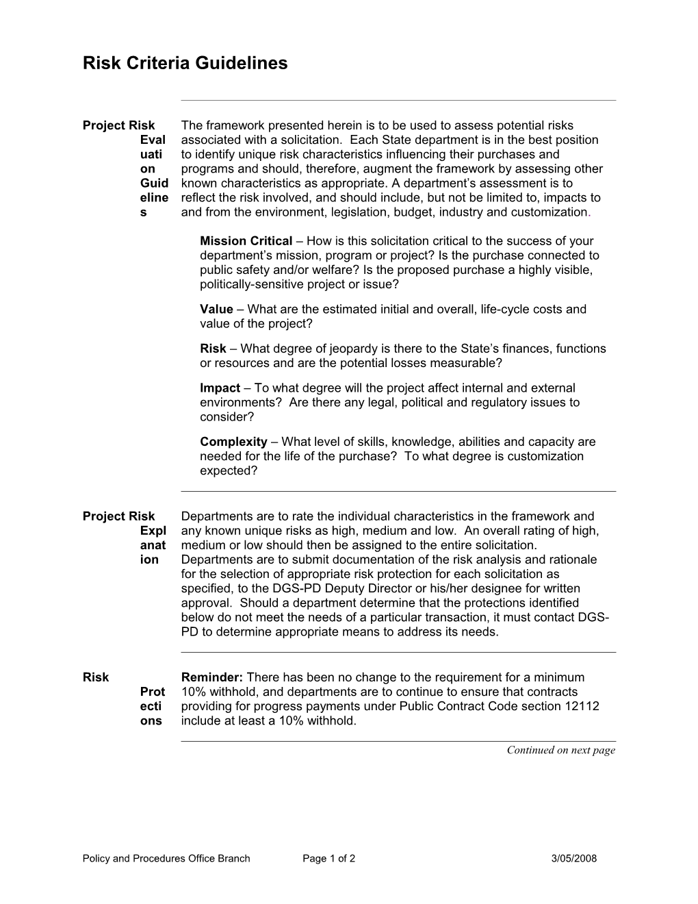 Interim Risk Criteria Guidelines s1