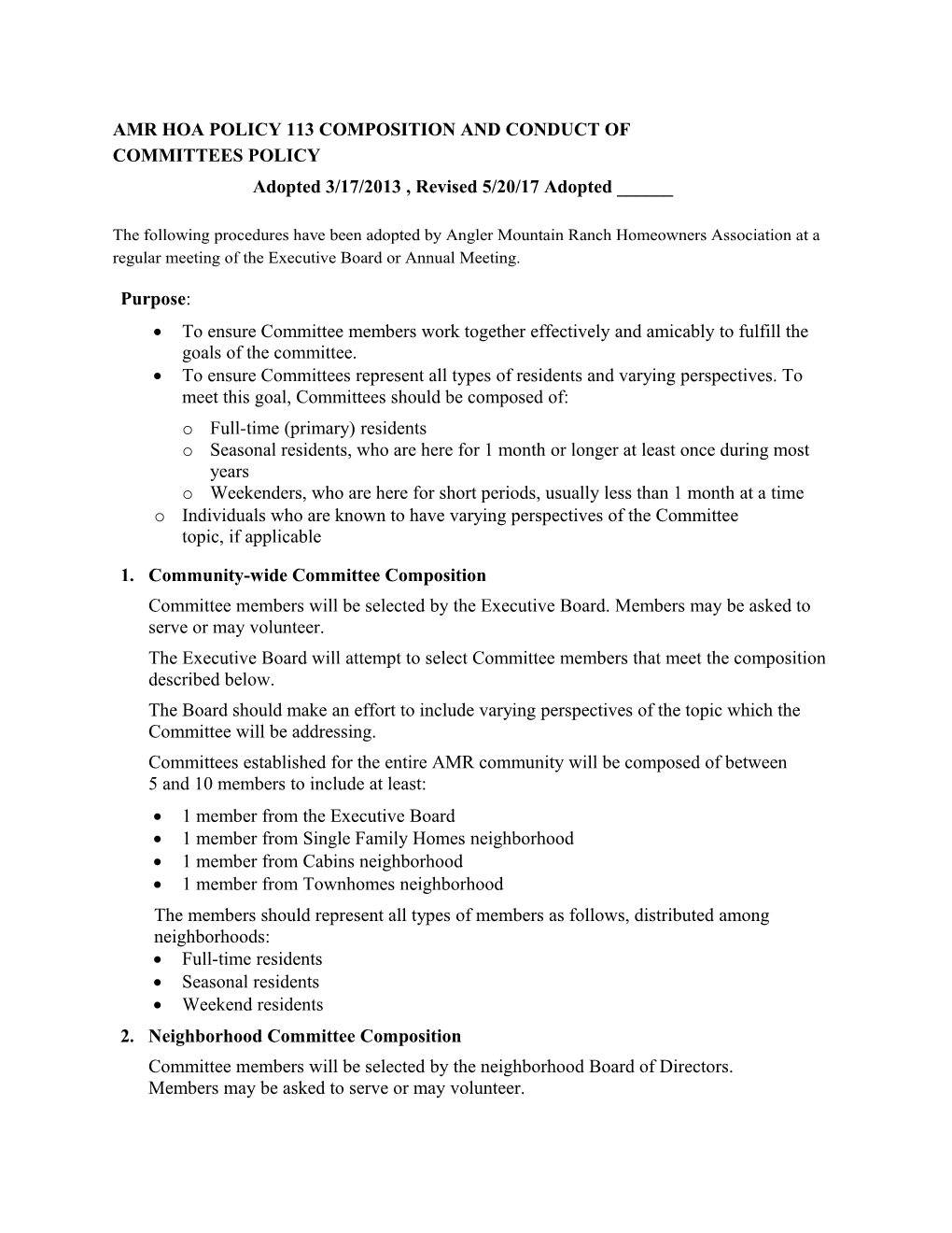 Amr Hoa Policy 113Composition and Conduct of Committees Policy