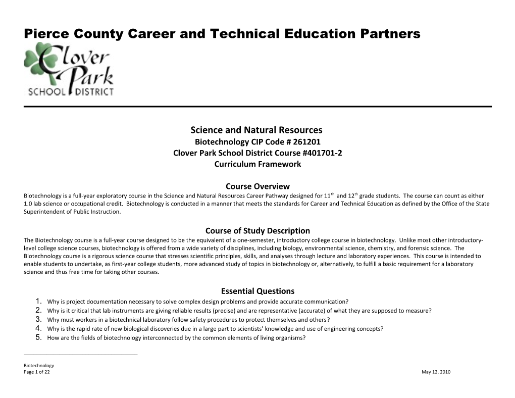 Clover Park School District Course #401701-2