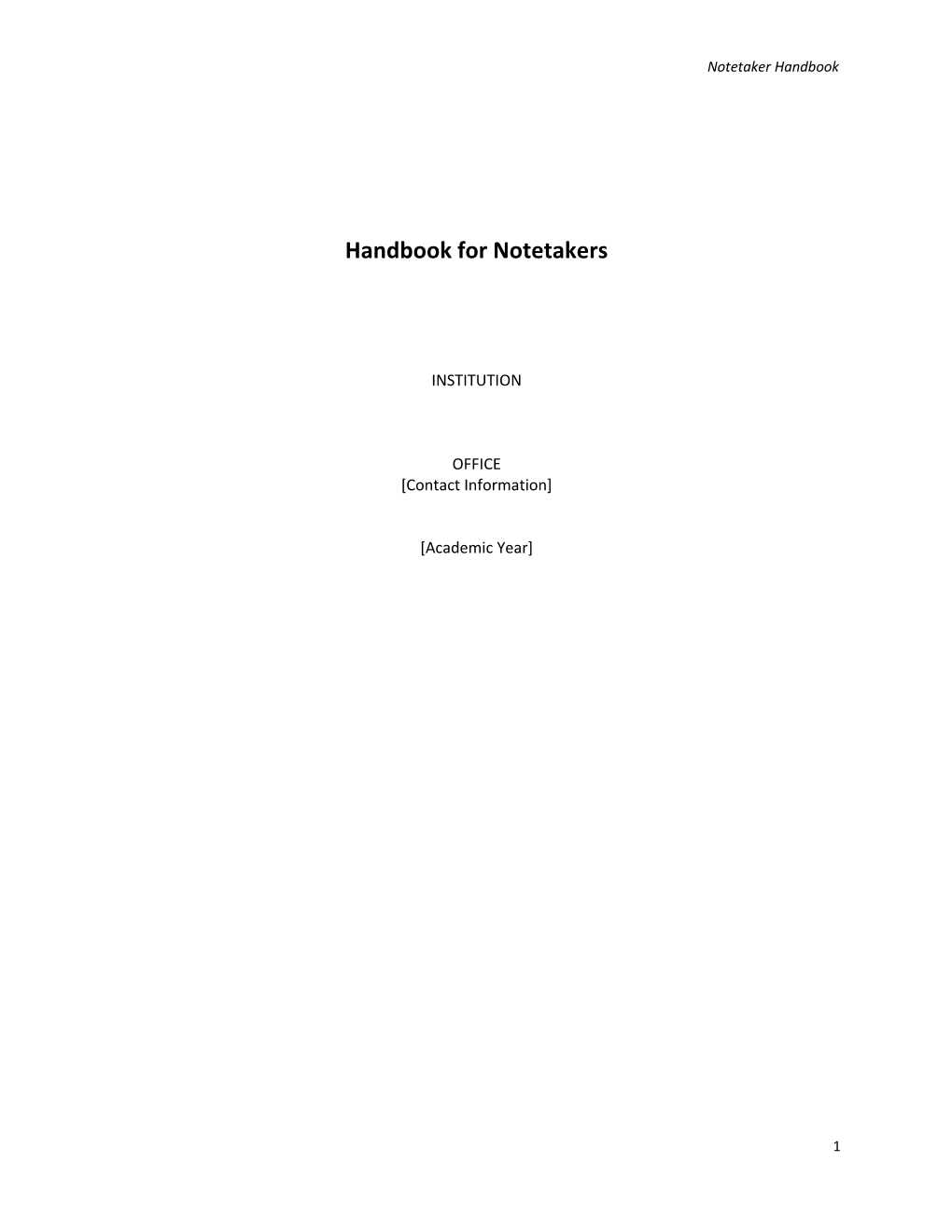 Handbook for Notetakers