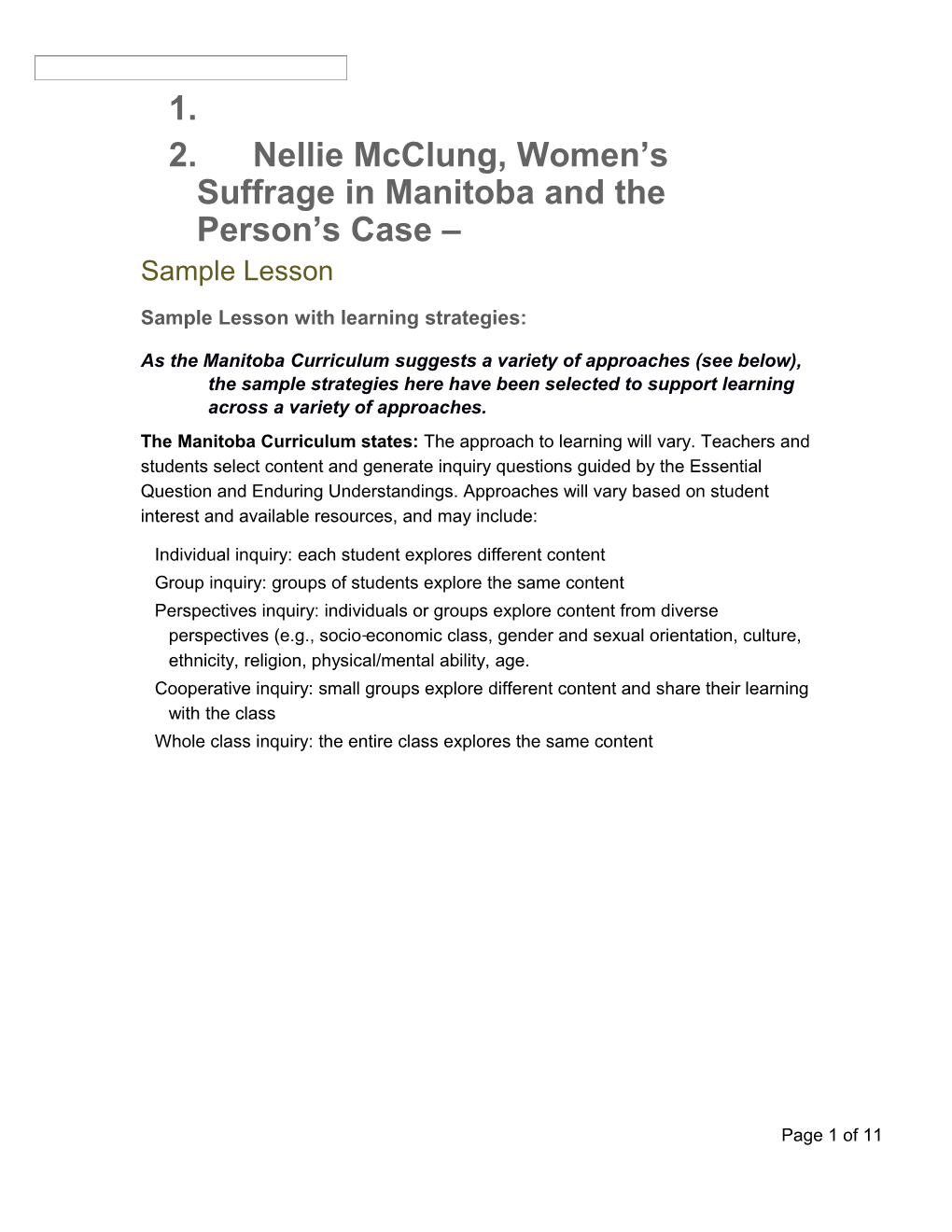 Nellie Mcclung, Women S Suffrage in Manitoba and the Person S Case