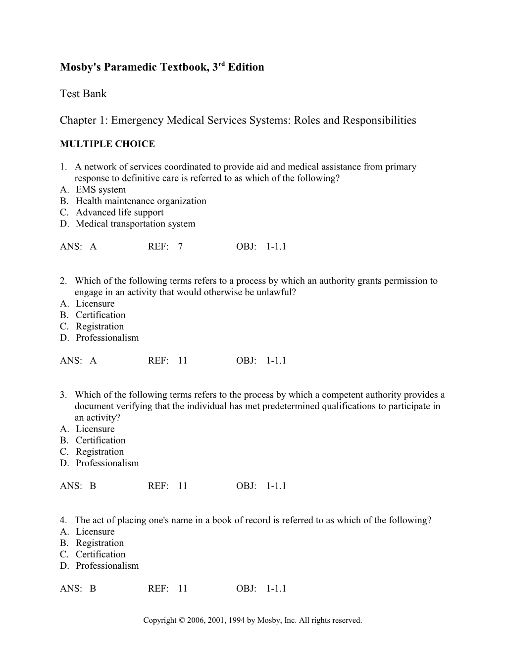 Mosby's Paramedic Textbook, 3Rd Edition