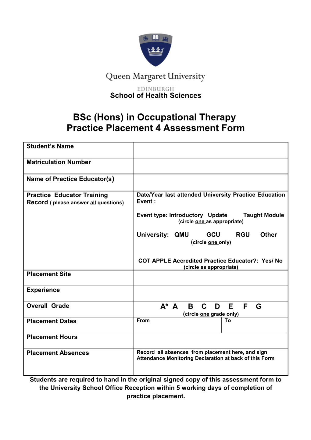 Bsc (Hons) in Occupational Therapy