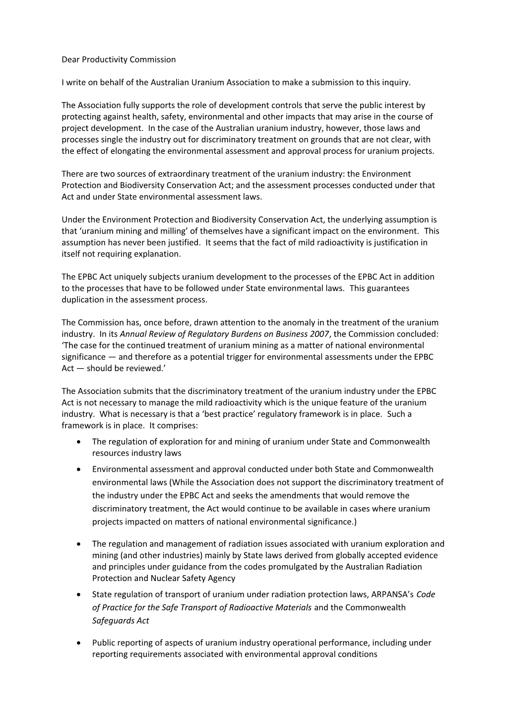 Submission 34 - Australian Uranium Association - Major Project Development Assessment Processes