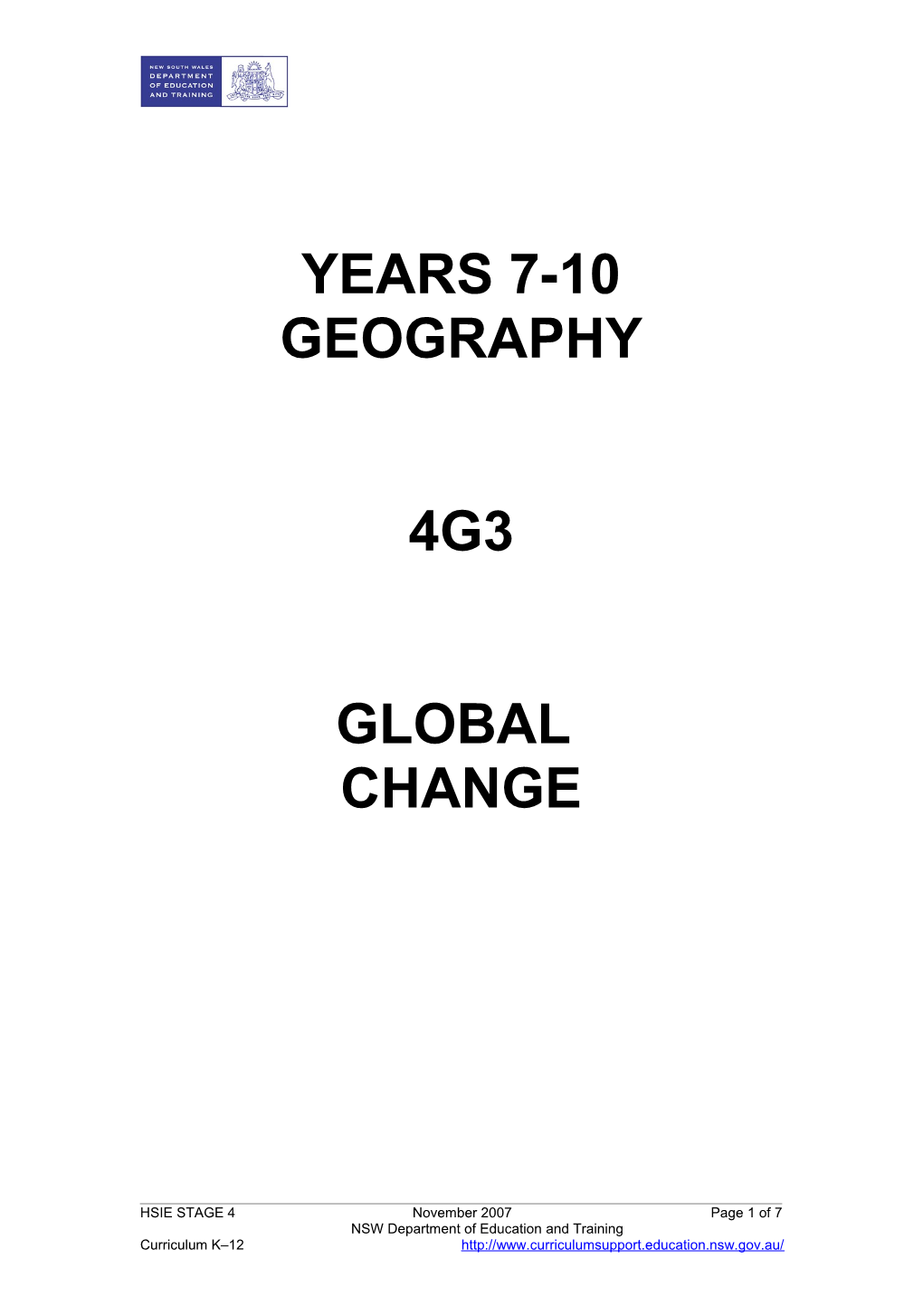 Years 7-10 Geography s1