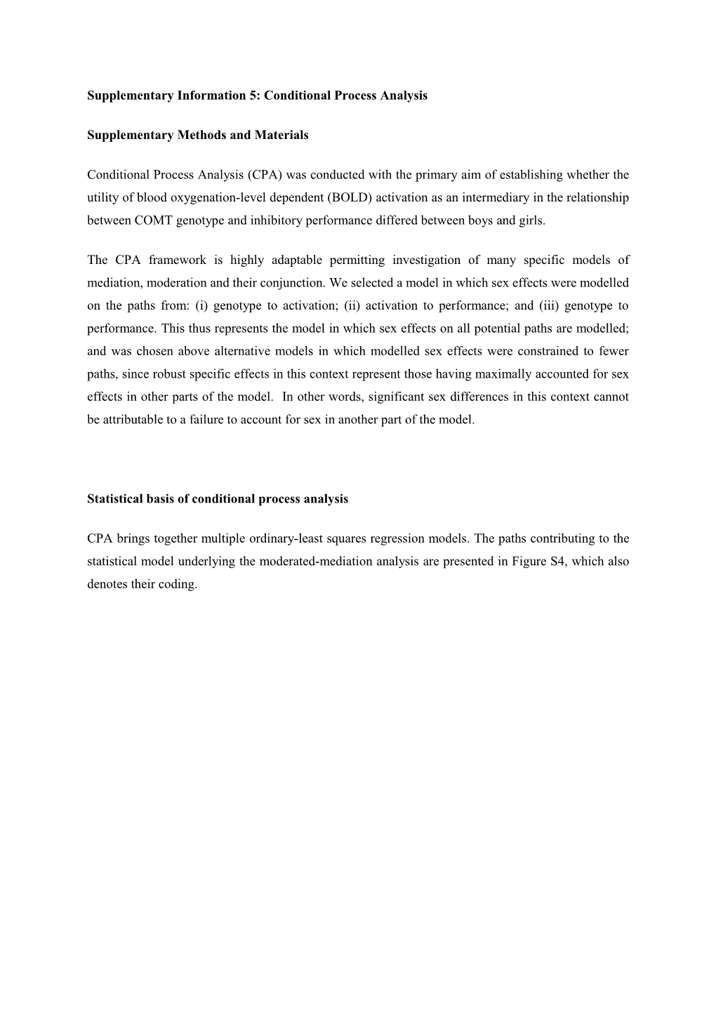 Supplementary Information 5: Conditional Process Analysis