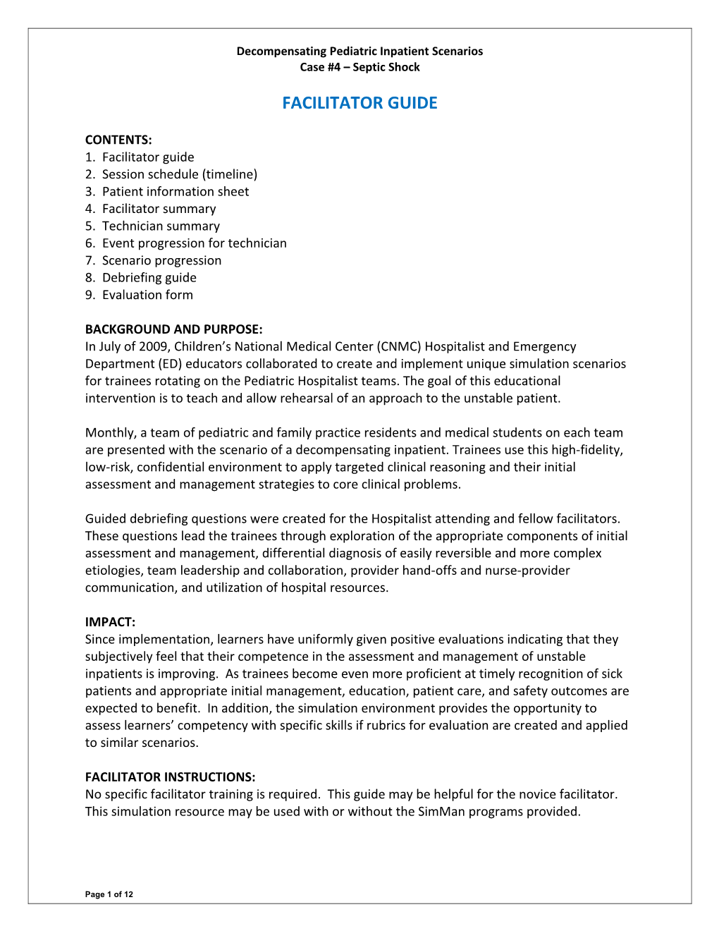 Decompensating Pediatric Inpatient Scenarios