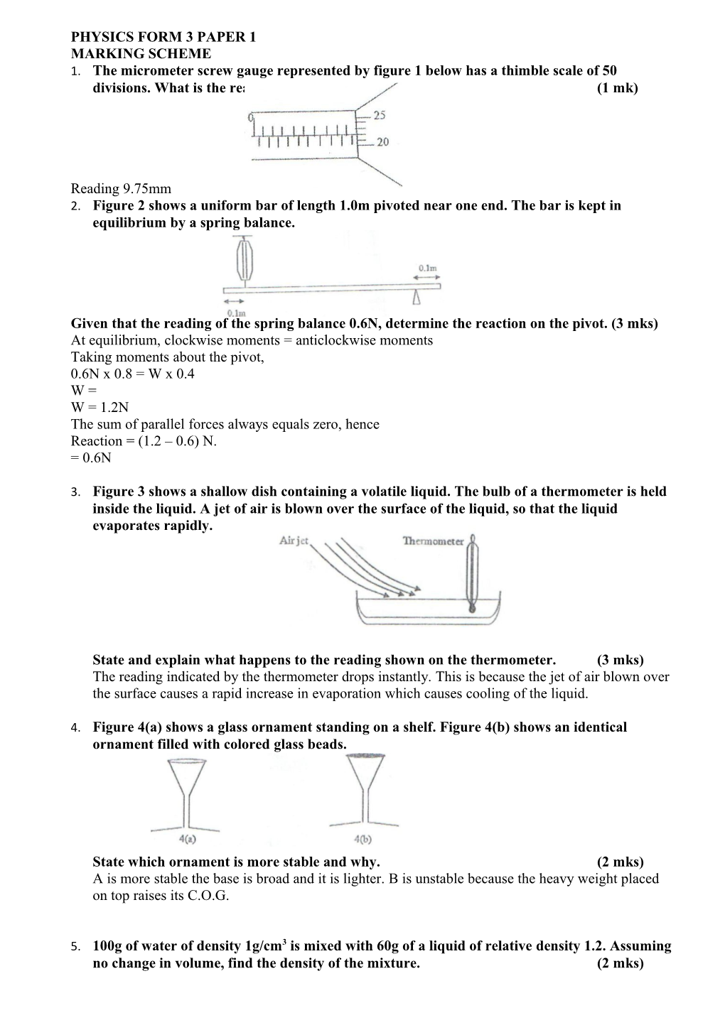 Physics Form 3 Paper 1