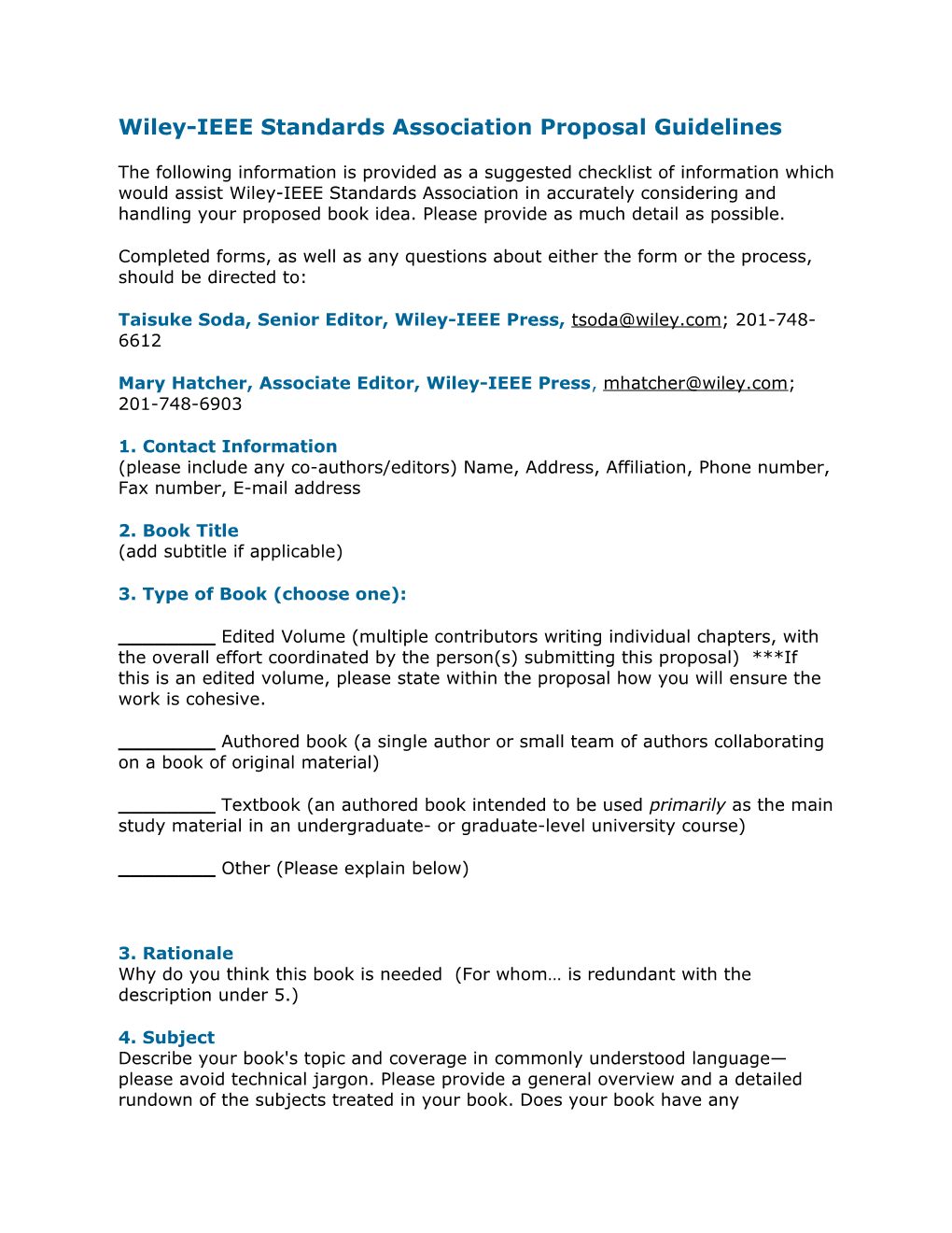 IEEE Press Proposal Guidelines