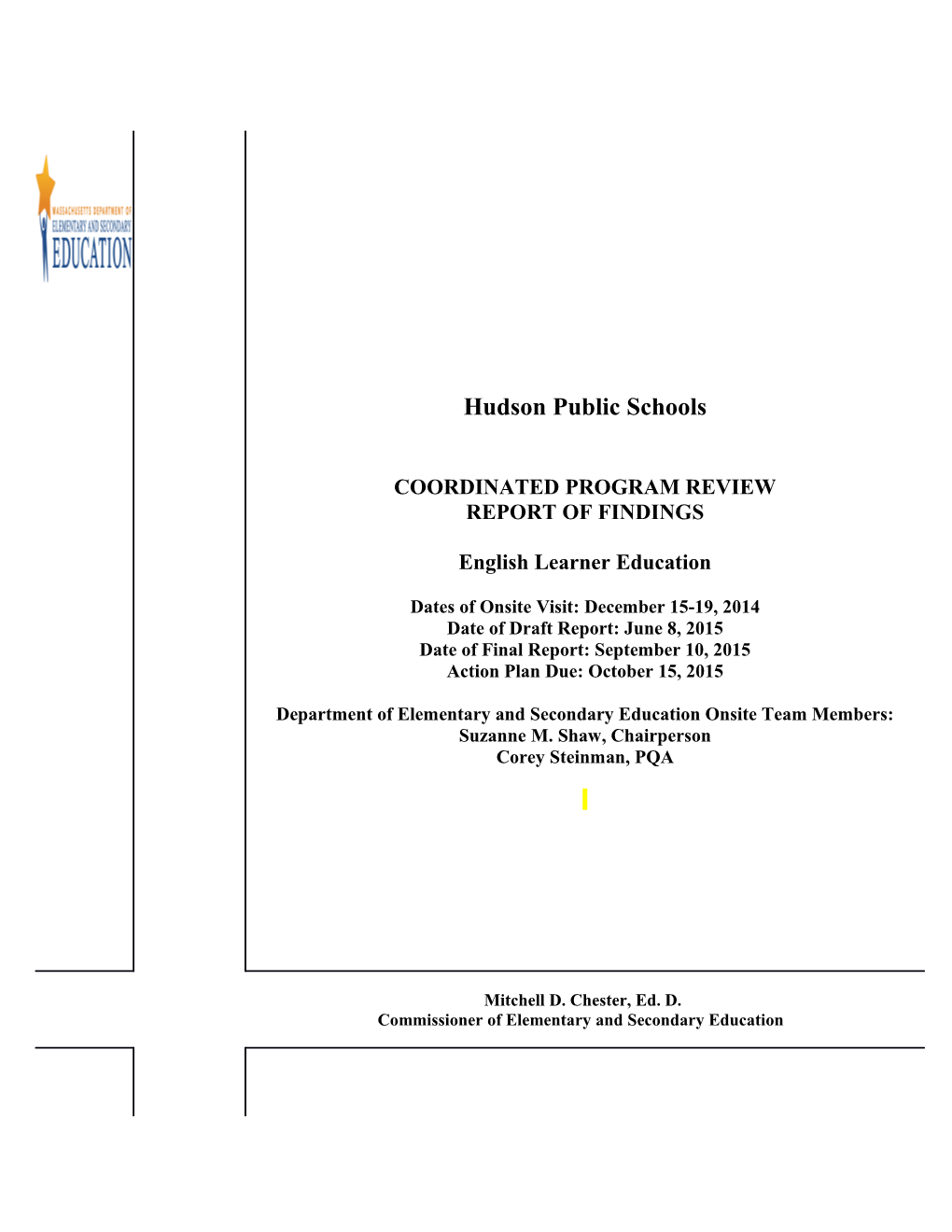 Hudson ELE CPR Final Report 2014-15