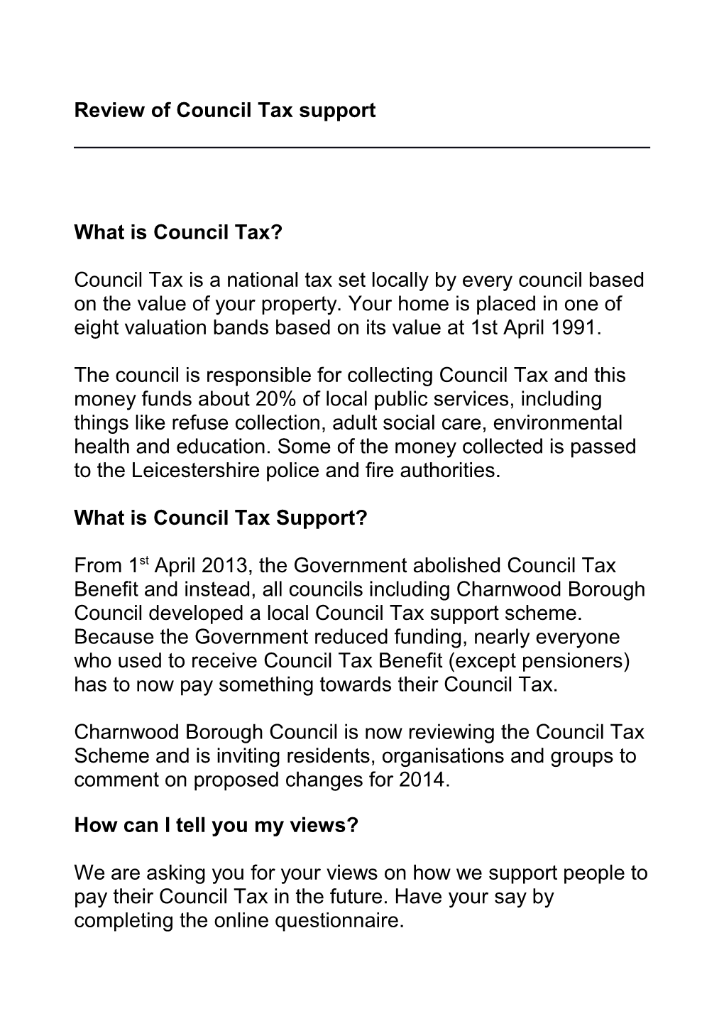 Have Your Say on Changes to Council Tax Support
