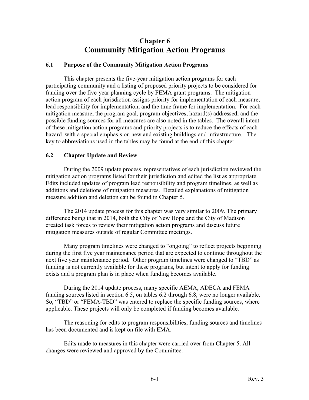 Community Mitigation Action Programs