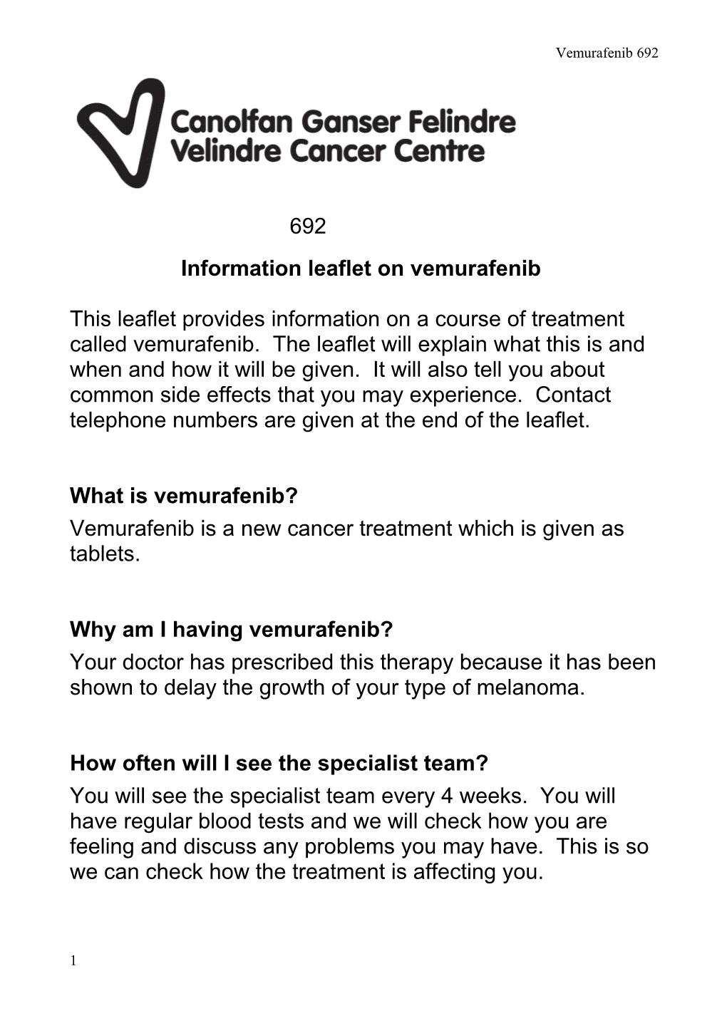 Information Leaflet on Vemurafenib