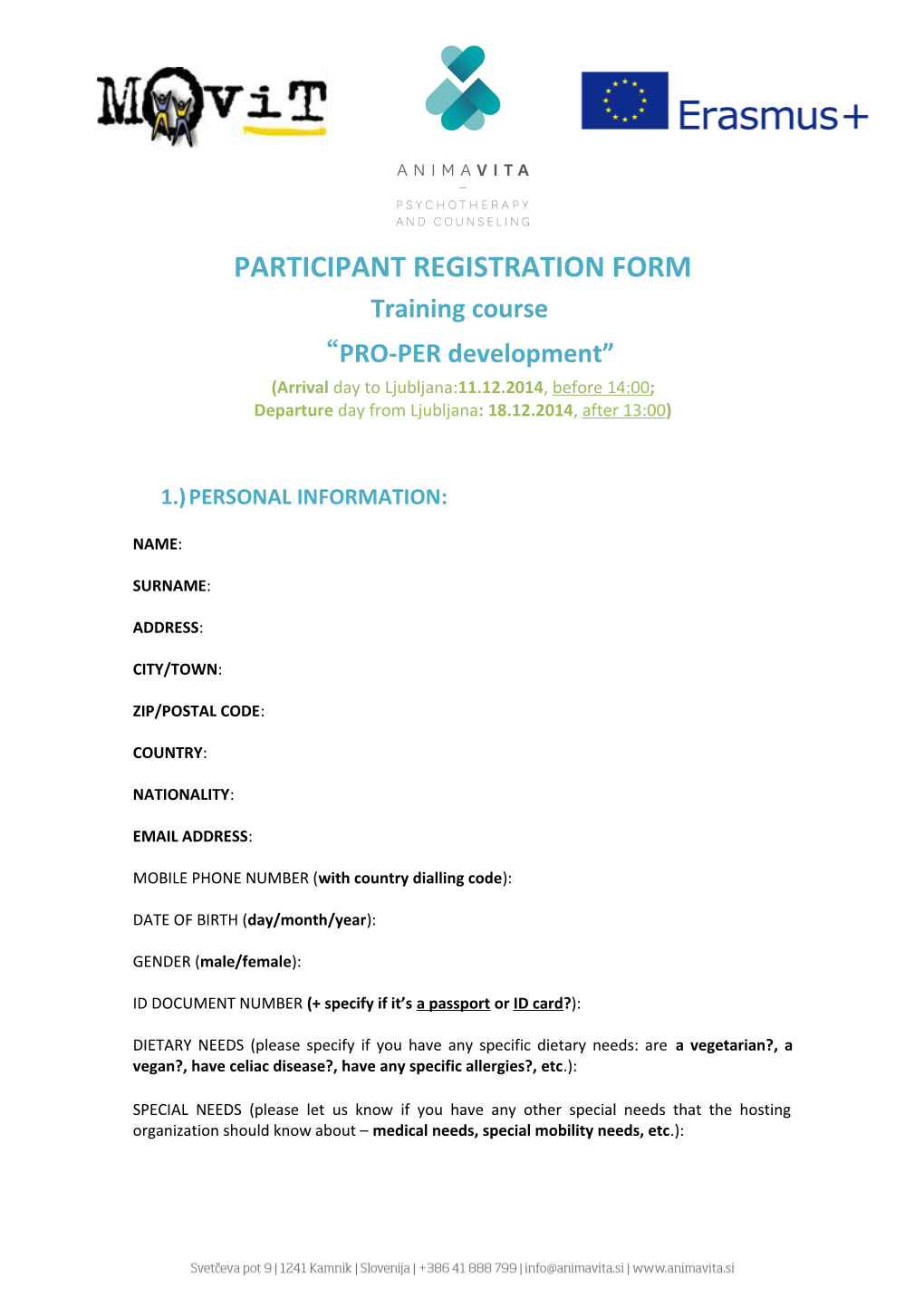 Participant Registration Form s2