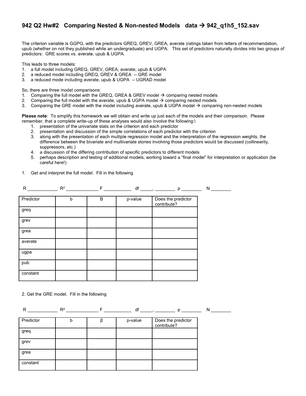 Exam #2 Laboratory #2 Correlations and Regression on SPSS