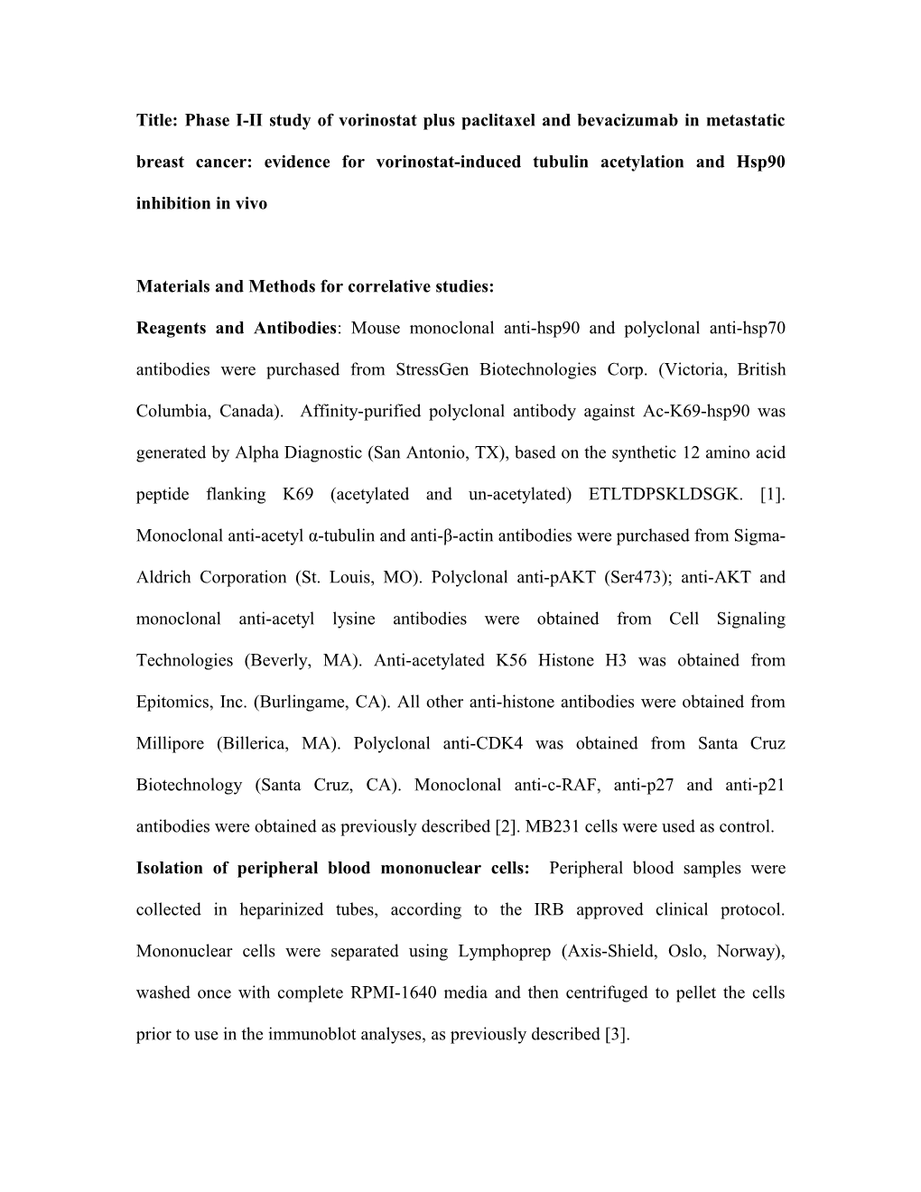 Materials and Methods for Correlative Studies