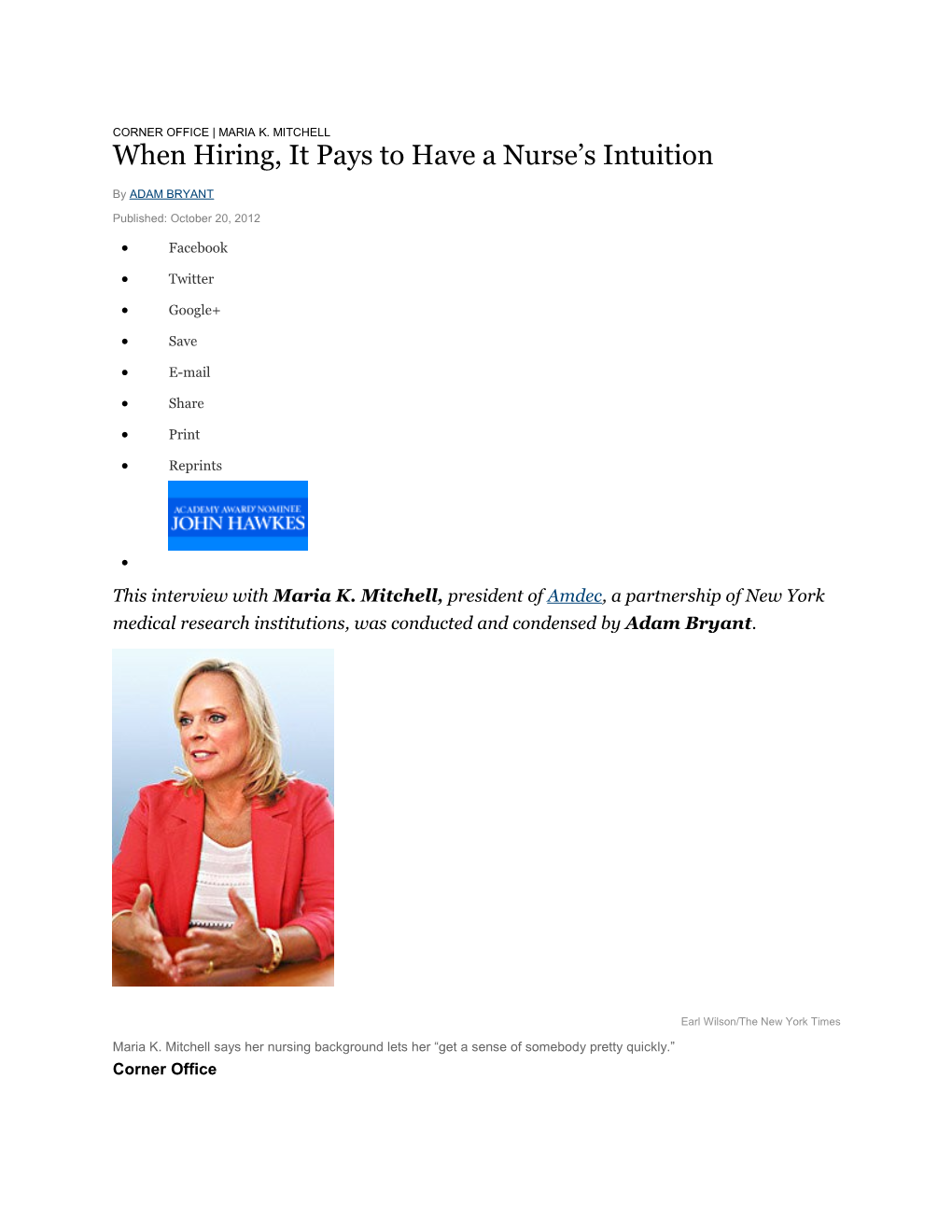 When Hiring, It Pays to Have a Nurse S Intuition