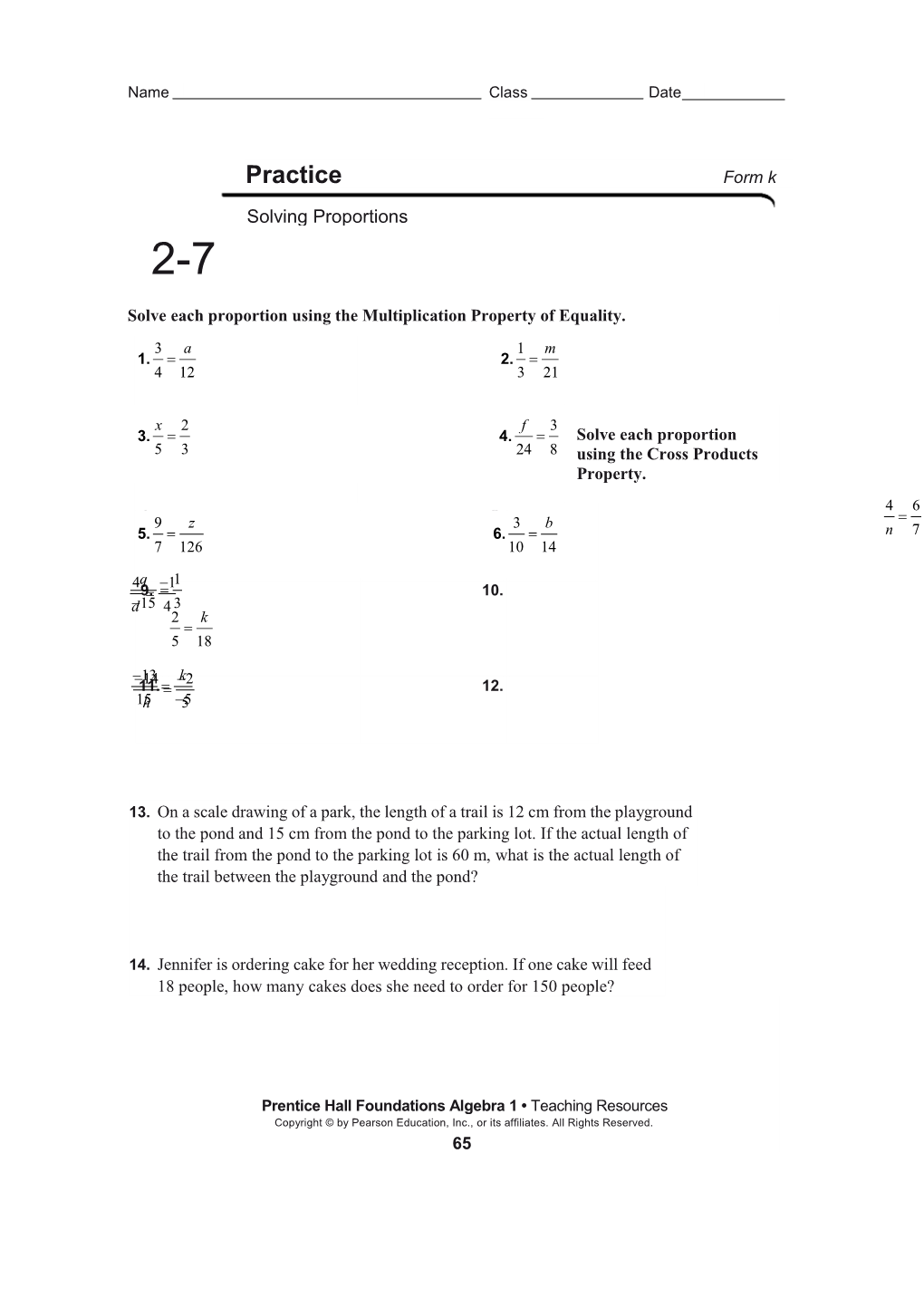 Solve Each Proportion Using the Multiplication Property of Equality