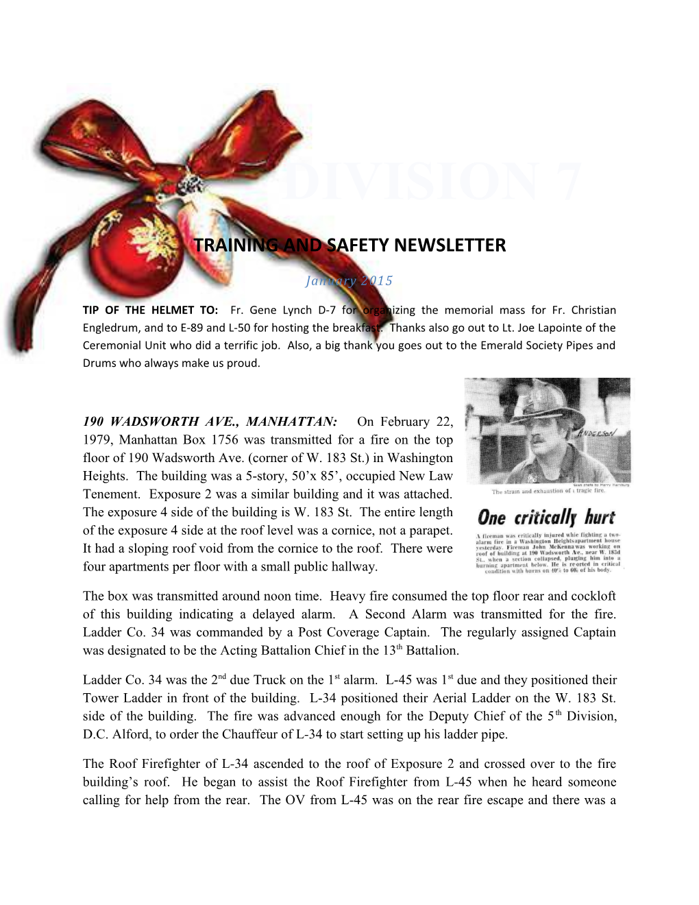 Training and Safety Newsletter