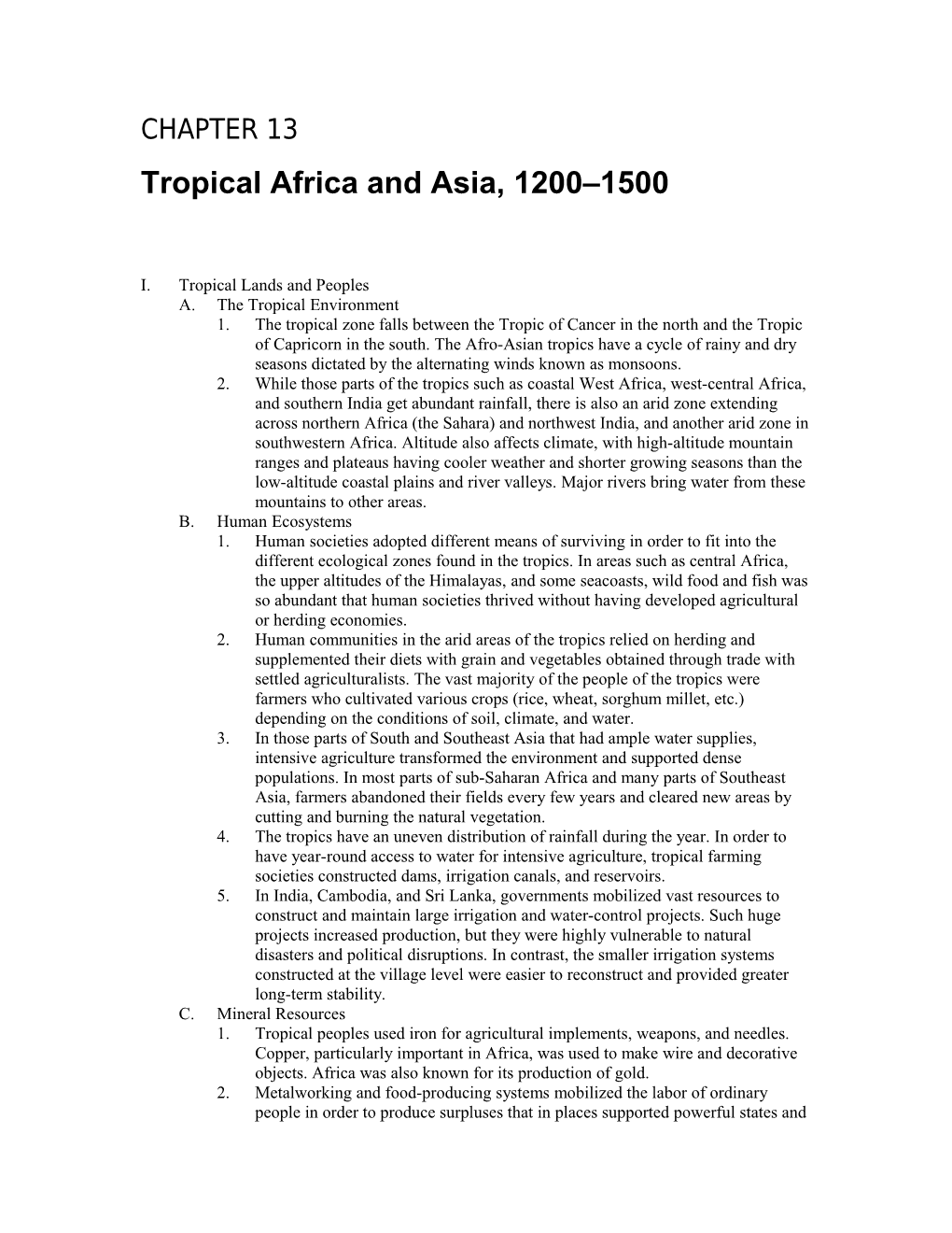 Tropical Africa and Asia, 1200 1500