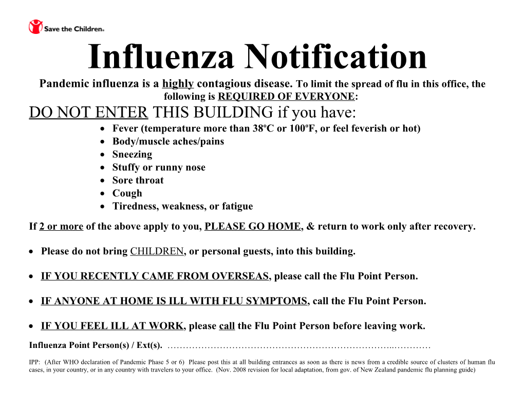Influenza Notification