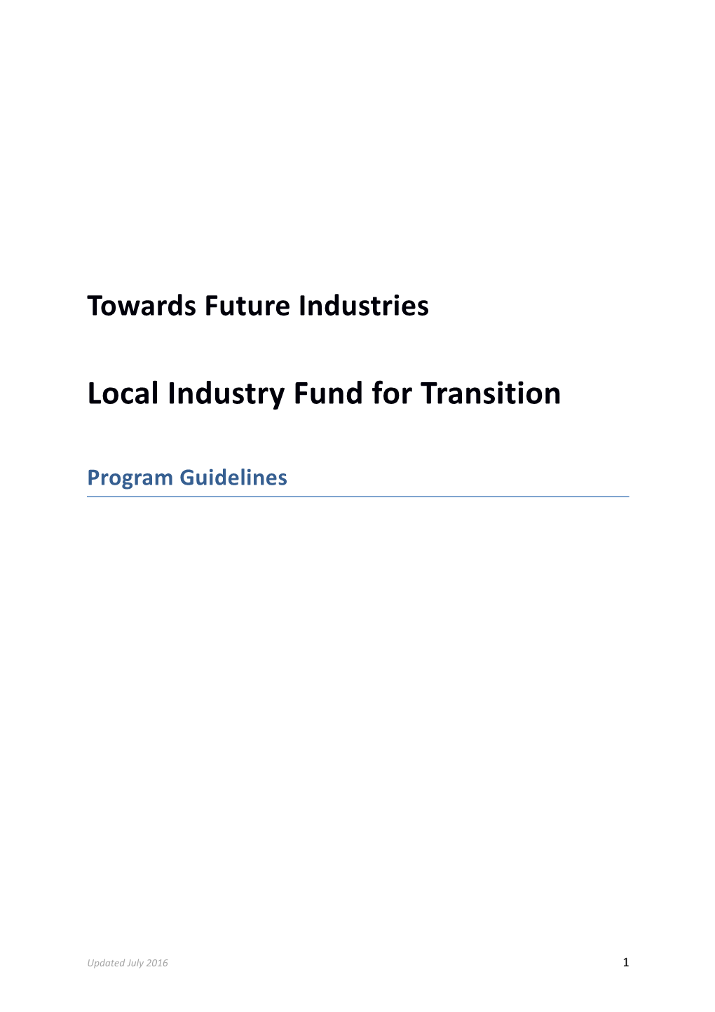 Local Industry Fund for Transition