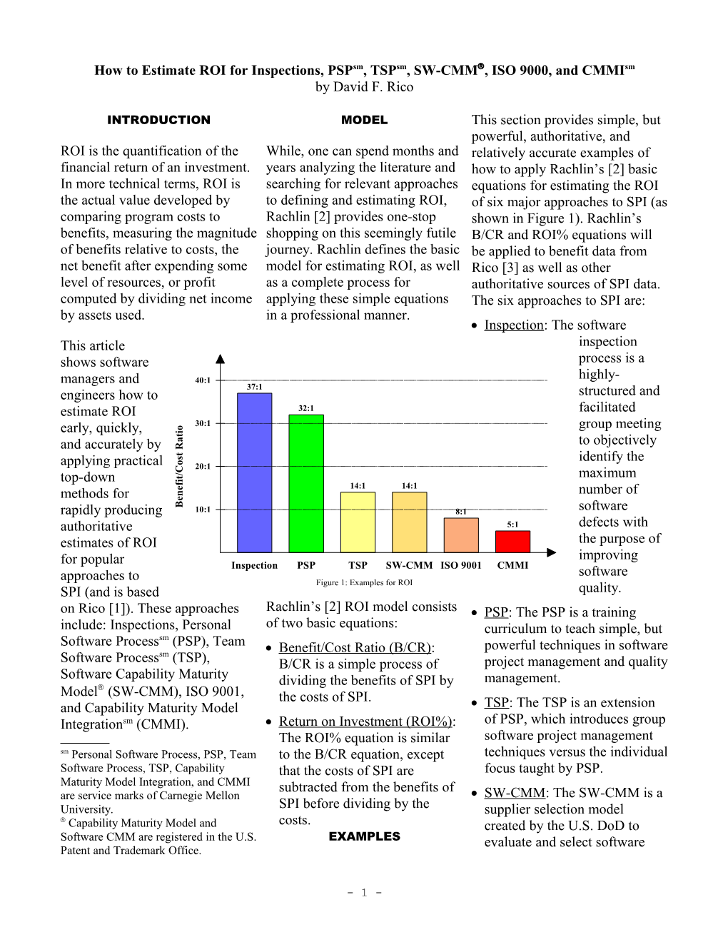 Software Process Improvement (SPI): Modeling Return on Investment (ROI)