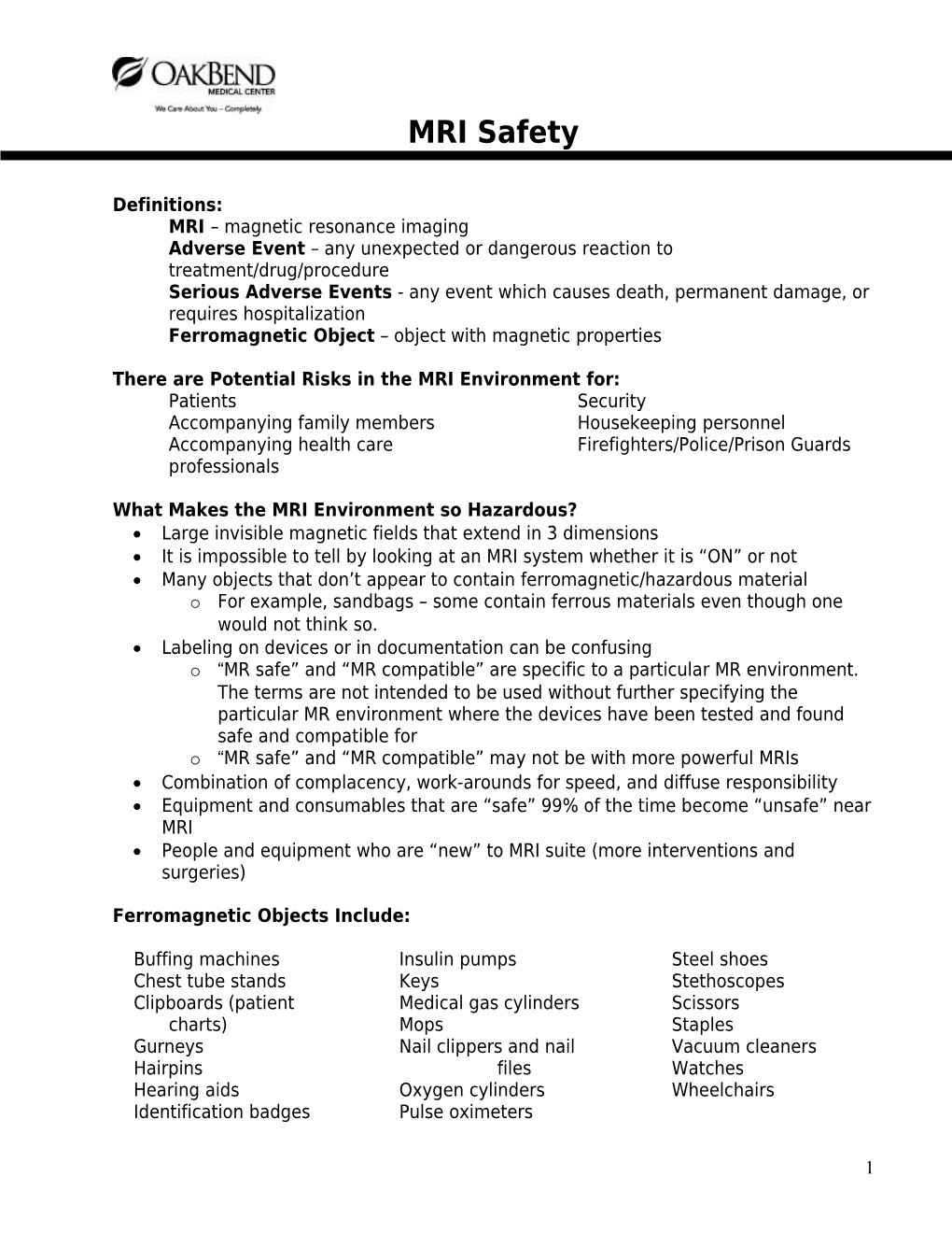 MRI Magnetic Resonance Imaging